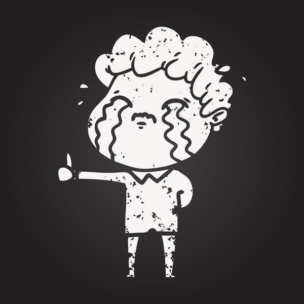 Karatahta tebeşirci bir insan tarafından çizilmiş ağlayan adam.