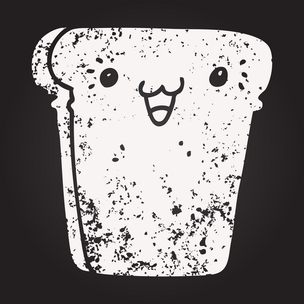 Bir insan tarafından çizilmiş karatahta tebeşirli ekmek dilimi