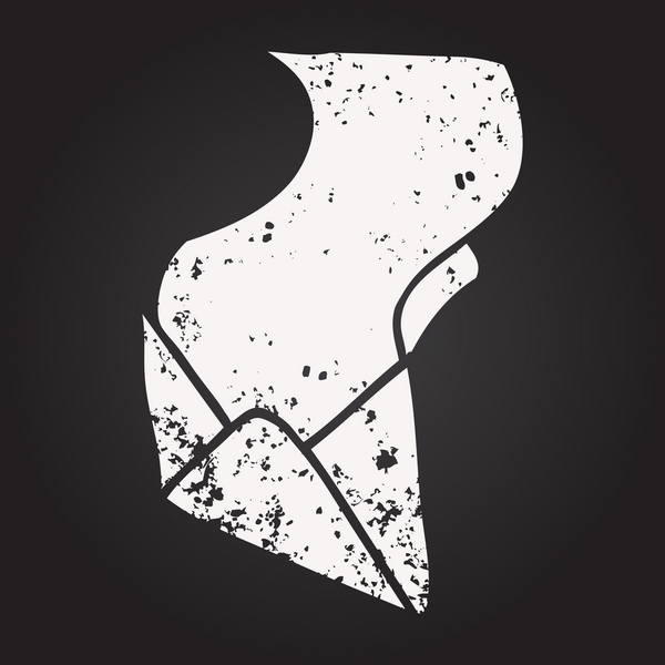 Tahta tebeşir karikatür mektubu ve bir insan tarafından çizilmiş zarf.