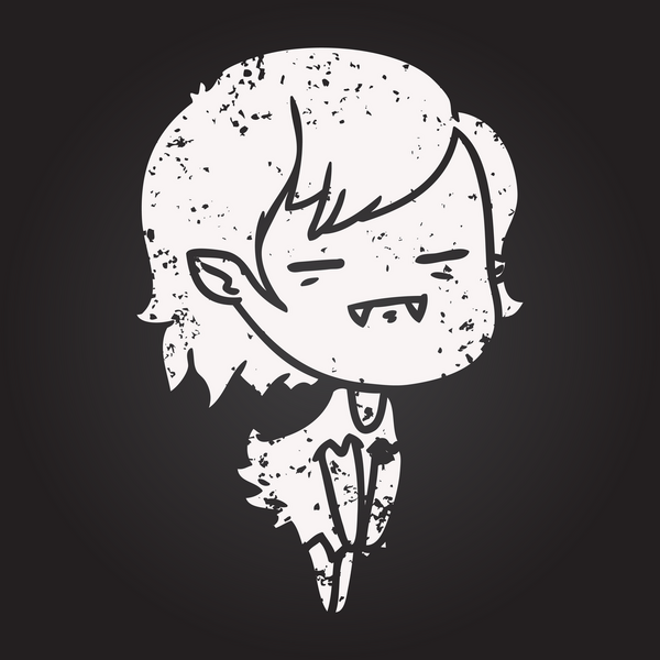 Karatahta tebeşiri. Bir insan tarafından çizilmiş ölümsüz vampir kız.