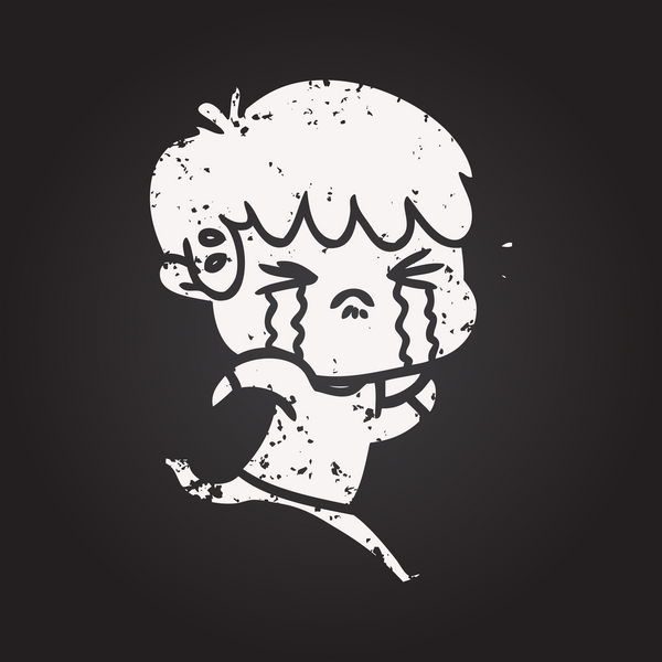 Karatahta tebeşirci çocuk bir insan tarafından çizilmiş ağlıyor.