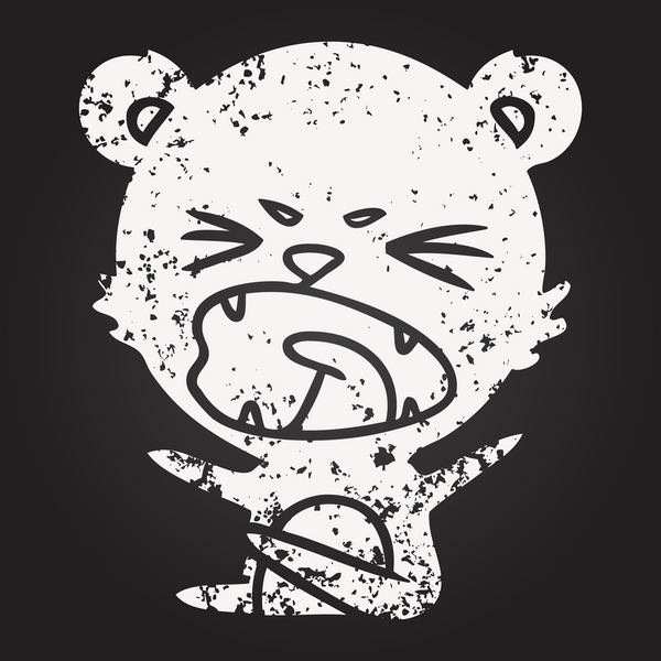 Karatahta tebeşir kızgın çizgi film ayısı bir insan tarafından çizildi