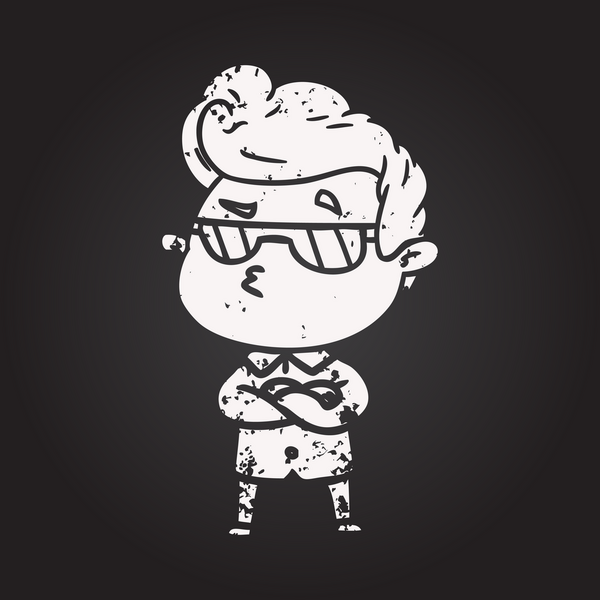 Karatahta tebeşir karikatürü bir insan tarafından çizilmiş havalı adam