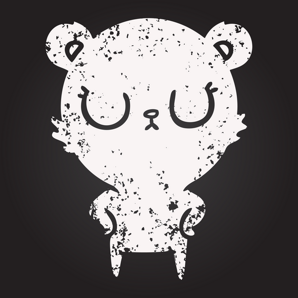 Karatahta tebeşiri bir insan tarafından çizilmiş barışçıl çizgi film ayısı