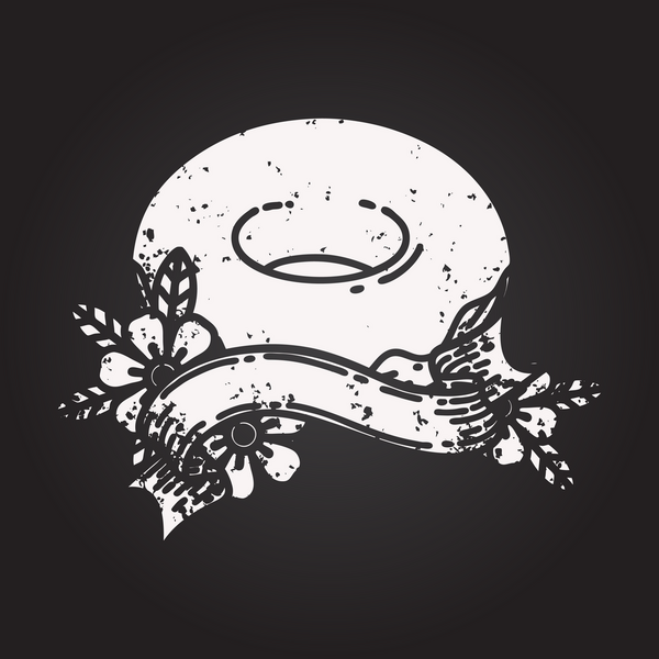 Siyah dövmeli kara tahta parşömen afişi. Bir insan tarafından çizilmiş buzlu çörek.