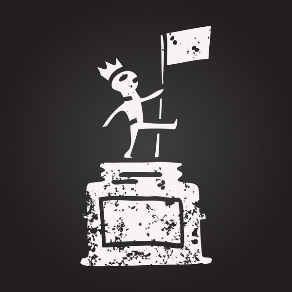 Tahta tebeşir bir insan tarafından çizilmiş karikatür heykeli.