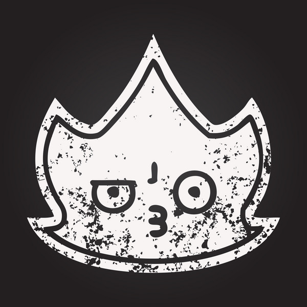 Tahta tebeşir bir insan tarafından çizilmiş bir ateşin karikatürü.