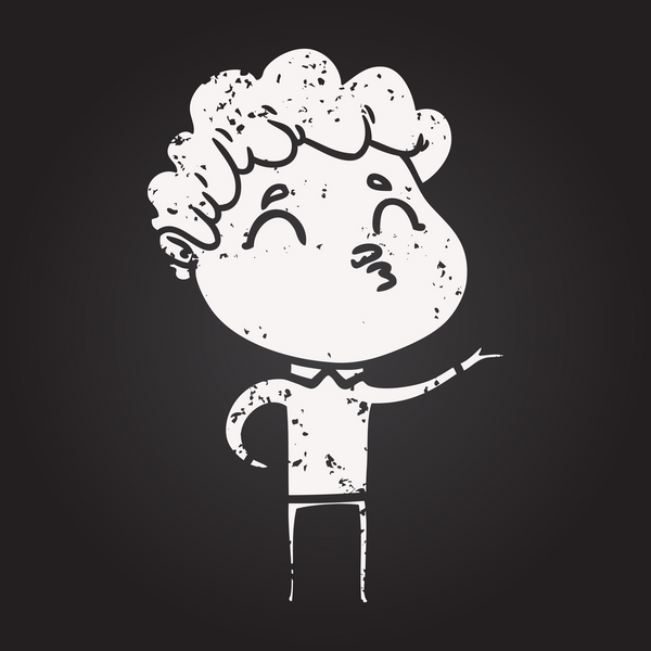 Kara tahta tebeşir karikatür adam somurtuyor bir insan tarafından