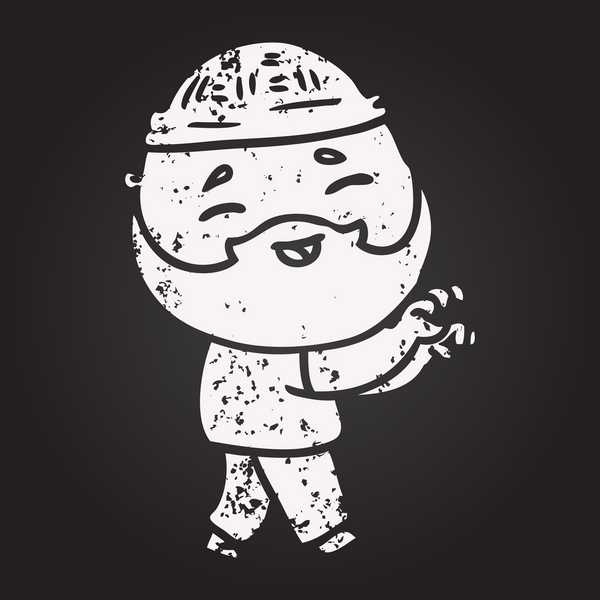 Kara tahta tebeşirle çizilmiş mutlu sakallı adam bir insan tarafından çizilmiş.