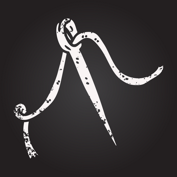 Karatahta tebeşir bir insan tarafından çizilmiş iğne ve iplik