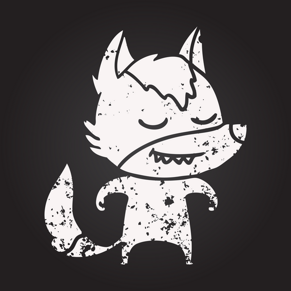 Bir insan tarafından çizilmiş kara tahta dostu çizgi film kurdu.