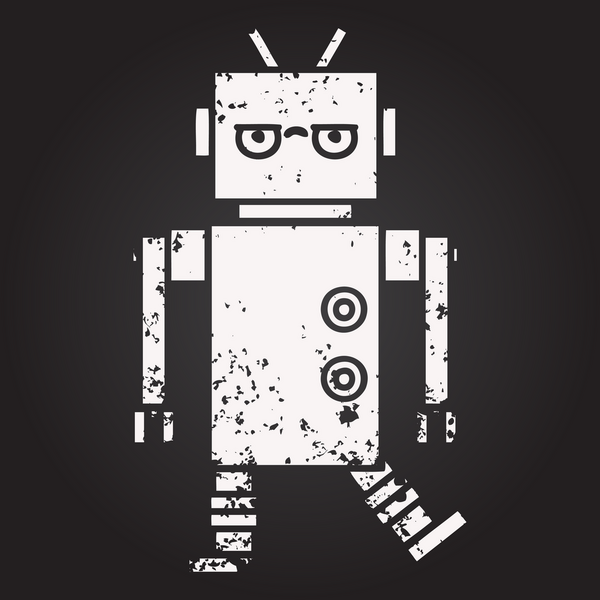 Bir insan tarafından çizilmiş bir robotun karikatürü.