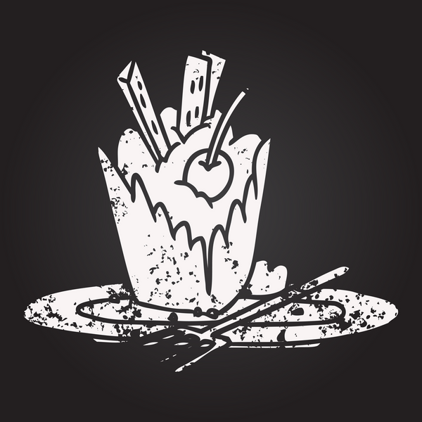 Bir insanın çizdiği lezzetli bir tatlının karatahta tebeşiri.