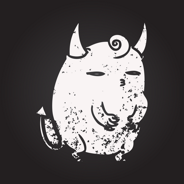 Bir insan tarafından çizilmiş küçük şişman bir cadılar bayramı şeytanının karatahta çizimi