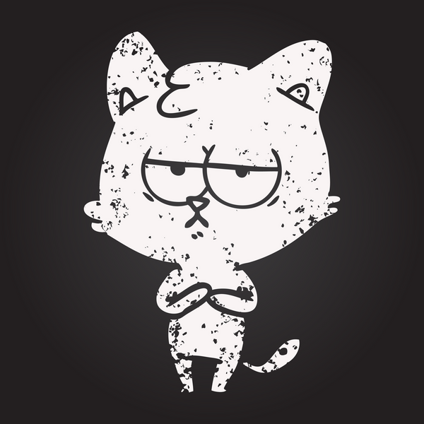 Karatahta tebeşir sıkılmış çizgi film kedisi Bir insan tarafından çizildi