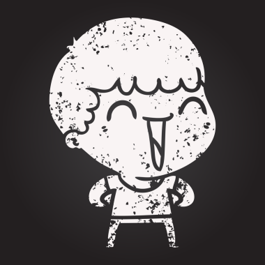 Karatahta tebeşir çizgi filmi bir insan tarafından çizilmiş mutlu adam