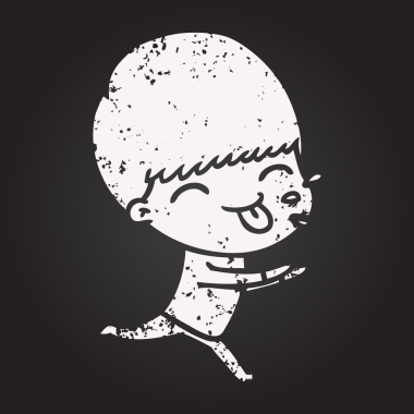 Bir insan tarafından çizilmiş kara tahta tebeşirli kaba bir adam.