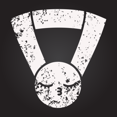 Tahta tebeşir, bir insan tarafından çizilmiş altın madalyanın karikatürü.