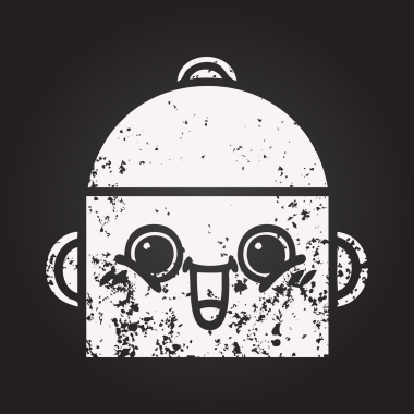 Tahta tebeşir, bir insan tarafından çizilmiş tencere karikatürü.