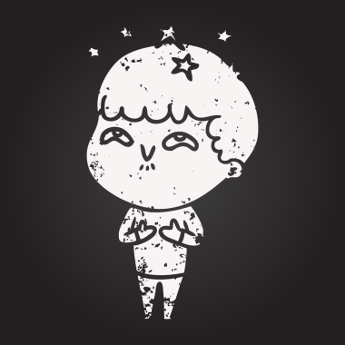 Tahta tebeşir karikatürü bir insan tarafından çizilmiş hayret verici bir çocuk.