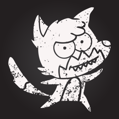 Karatahta tebeşirle çizilmiş bir insan tarafından çizilmiş sırıtan tilki.