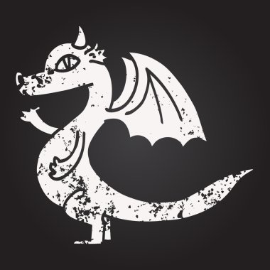 Kara tahta tebeşir. Bir insan tarafından çizilmiş siyah beyaz ejderha.