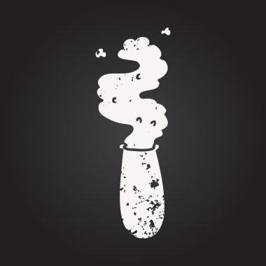 Bir insan tarafından çizilmiş karatahta karikatür bilim test tüpü.