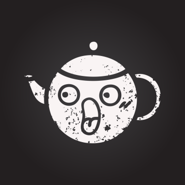 Bir insan tarafından çizilmiş bir çaydanlığın karikatürü.