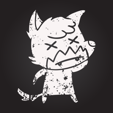 Bir insan tarafından çizilmiş karatahta karikatür ölü tilki