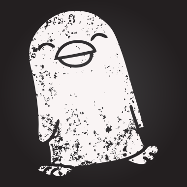 Karatahta tebeşir, bir insan tarafından çizilmiş garip bir penguen çizimi.