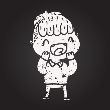 Tahta tebeşirle çizilmiş mutlu çocuk bir insan tarafından çizilmiş.