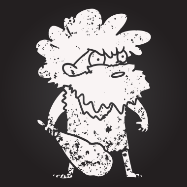 Bir insan tarafından çizilmiş kara tahta tebeşir mağara adamı.