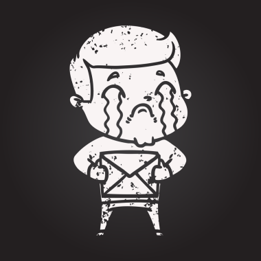 Karatahta tebeşirci bir insan tarafından çizilmiş ağlayan adam.