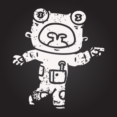 Tahta tebeşir karikatürü. Bir insan tarafından çizilmiş garip uzaylı iletişimi.