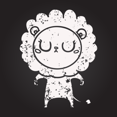 Bir insan tarafından çizilmiş kara tahta tebeşir karikatür aslanı