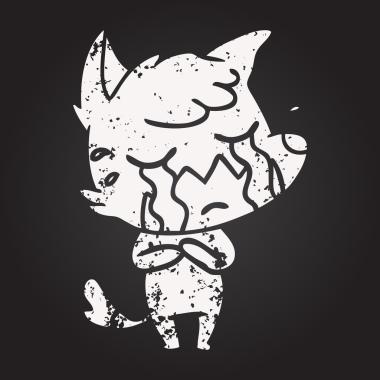 Bir insan tarafından çizilmiş karatahta ağlayan tilki çizgi filmi.