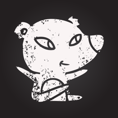 Bir insan tarafından çizilmiş kara tahta tebeşir şirin çizgi film ayısı.