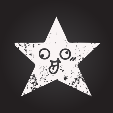 Tahta tebeşir, bir insan tarafından çizilmiş altın yıldızın karikatürü.