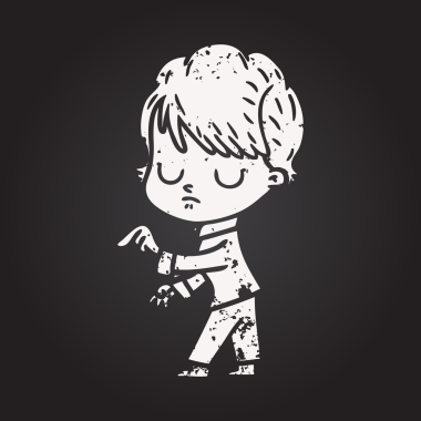 Bir insan tarafından çizilmiş kara tahta tebeşir karikatür kadın.