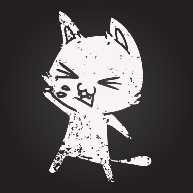 Tahta tebeşir çizgi film kedisi tıslayan bir insan tarafından çizilmiş.