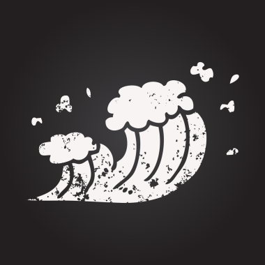 Kara tahta tebeşir siyah beyaz çizgi film dalgası bir insan tarafından çizildi.