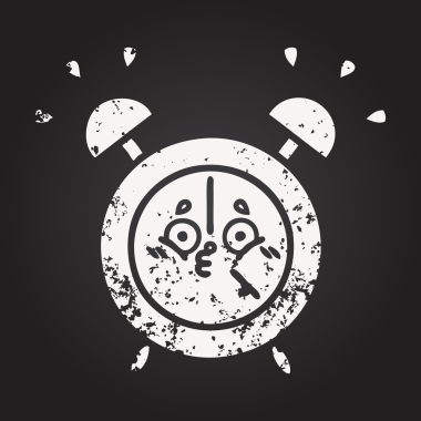 Bir insan tarafından çizilmiş çalar saatin karikatürü.