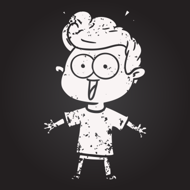 Bir insan tarafından çizilmiş kara tahta tebeşir çizgi filmi.