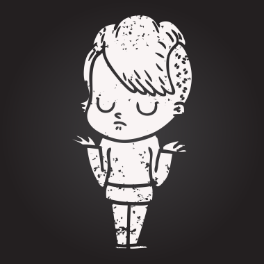 Bir insan tarafından çizilmiş kara tahta tebeşir karikatür kadın.