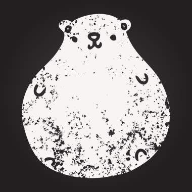 Bir insan tarafından çizilmiş kara tahta çizgi film ayısı.