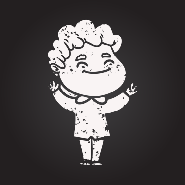 Karatahta tebeşiri bir insan tarafından çizilmiş dost canlısı bir adam.