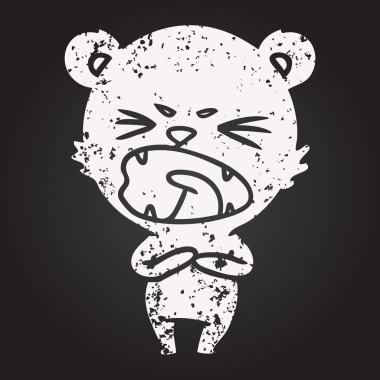 Karatahta tebeşir kızgın karikatür kutup ayısı bir insan tarafından çizilmiş