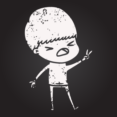 Tahta tebeşir karikatürü bir insan tarafından çizilen adamı strese sokuyor