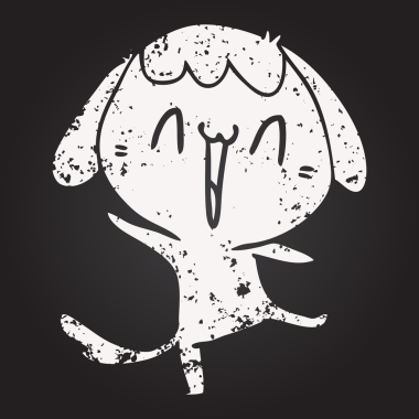 Bir insan tarafından çizilmiş kara tahta tebeşirle çizilmiş şirin bir köpek.