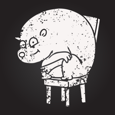 Bir insan tarafından çizilmiş kara tahta tebeşir karikatür ayısı